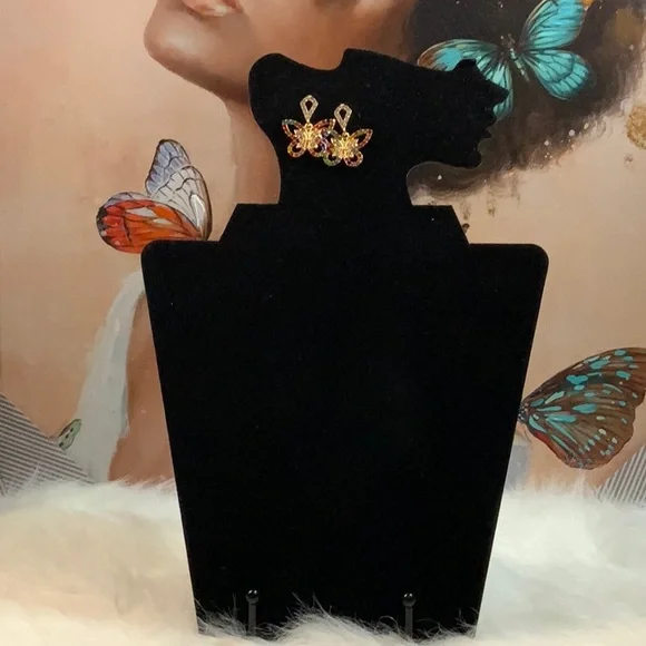 Butterfly colorful rhinestone earrings (New) - Picture 2 of 2